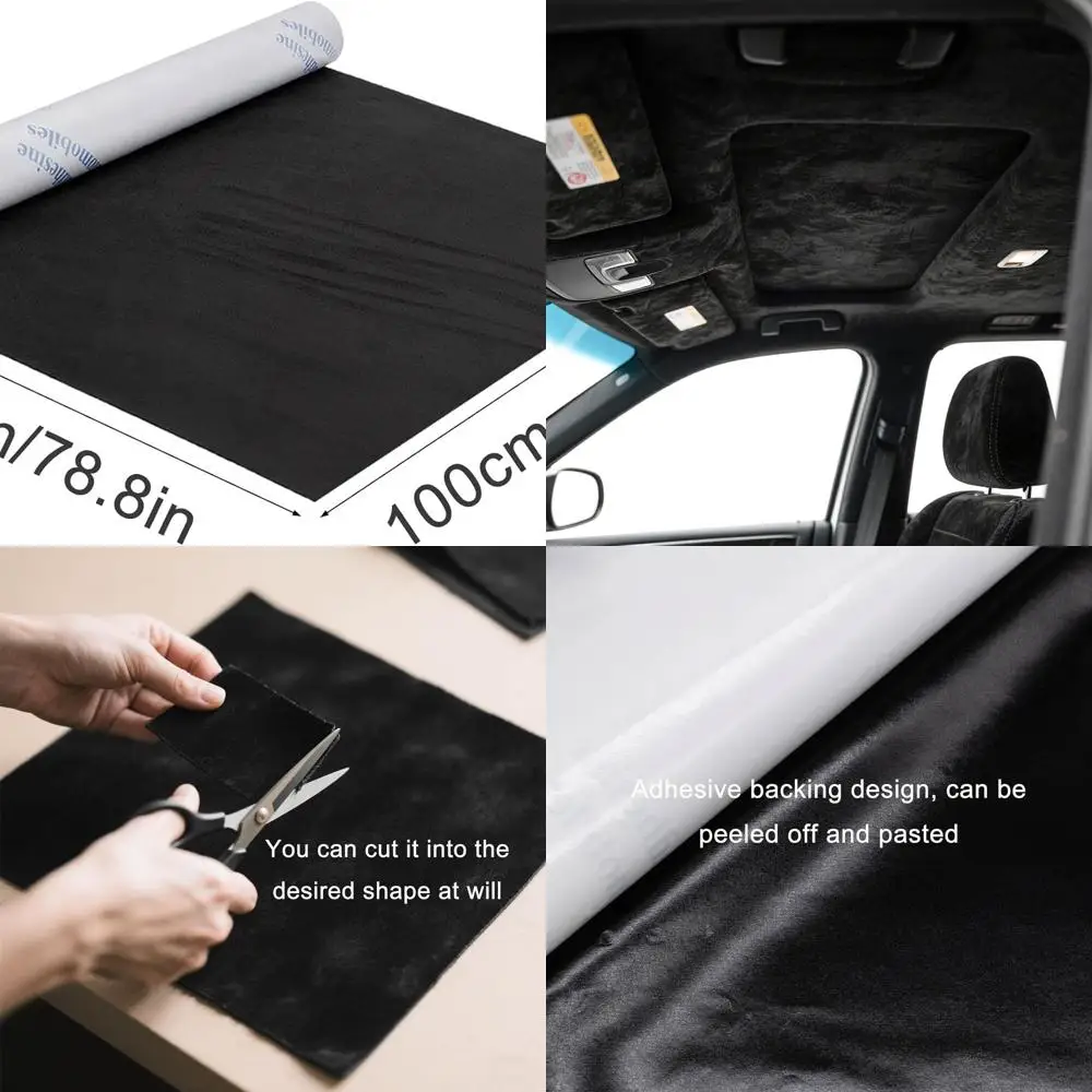 

Black Microfiber Fabric Self-Adhesive Suede Look 39.37in x 78.74in, Premium Synthetic Leather - Stretch Film Fabric Perfect for