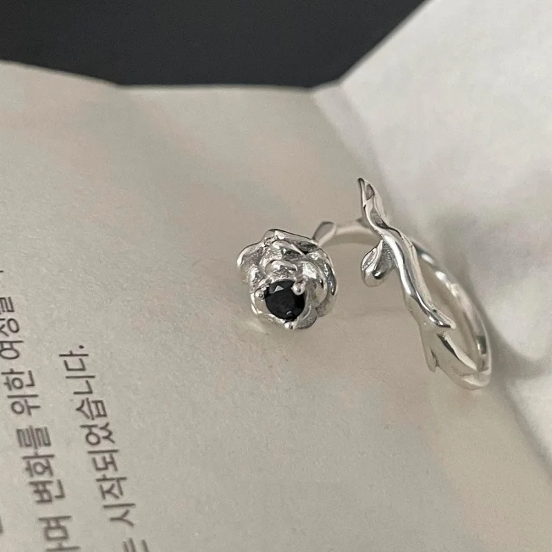 925 Sterling Zilver Open Vinger Ring Goud Kleur Elegante Bloemknop Asymmetrische Zoete Voor Vrouwen Sieraden Gift Dropship Groothandel