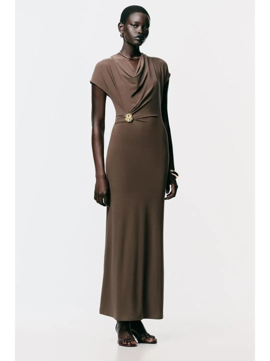 

Long Straight Tube Dr Metal Decoration ort Sve Dra Autumn Faion Women's plus Size Dr Cleanfit PVC Fabric