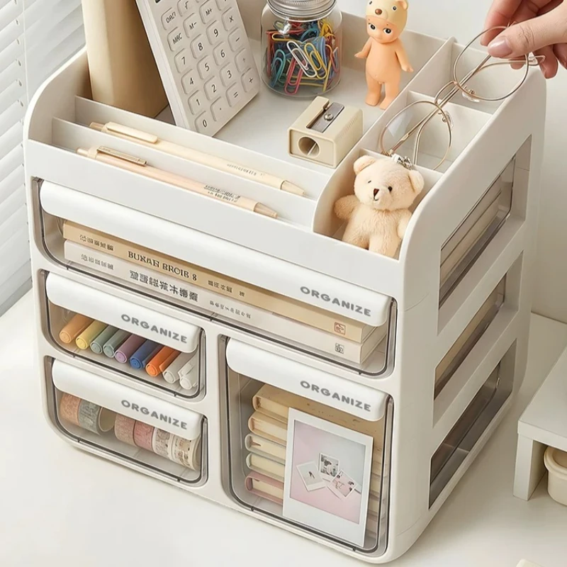 Room-specific Plastic Desk Storage Shelves Drawers Document Photo Office Storage Pencil Holder Clear Repisa Home Accessories