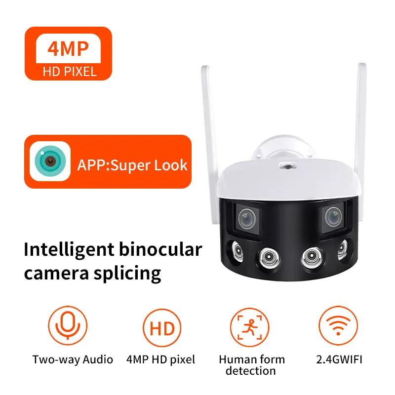 

4MP ICsee APP Dual Lens 170Degree Panoramic View PTZ wifi IP Bullet Camera Full Color AI Humanoid Security CCTV Baby Monitor