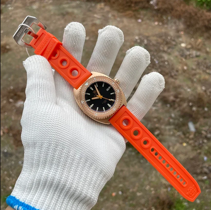 STEELDIVE Мужские автоматические часы 43 мм Спортивные CuSn8 Бронзовые механические наручные часы 50ATM Водонепроницаемые BGW-9 Светящиеся NH35 Сапфир