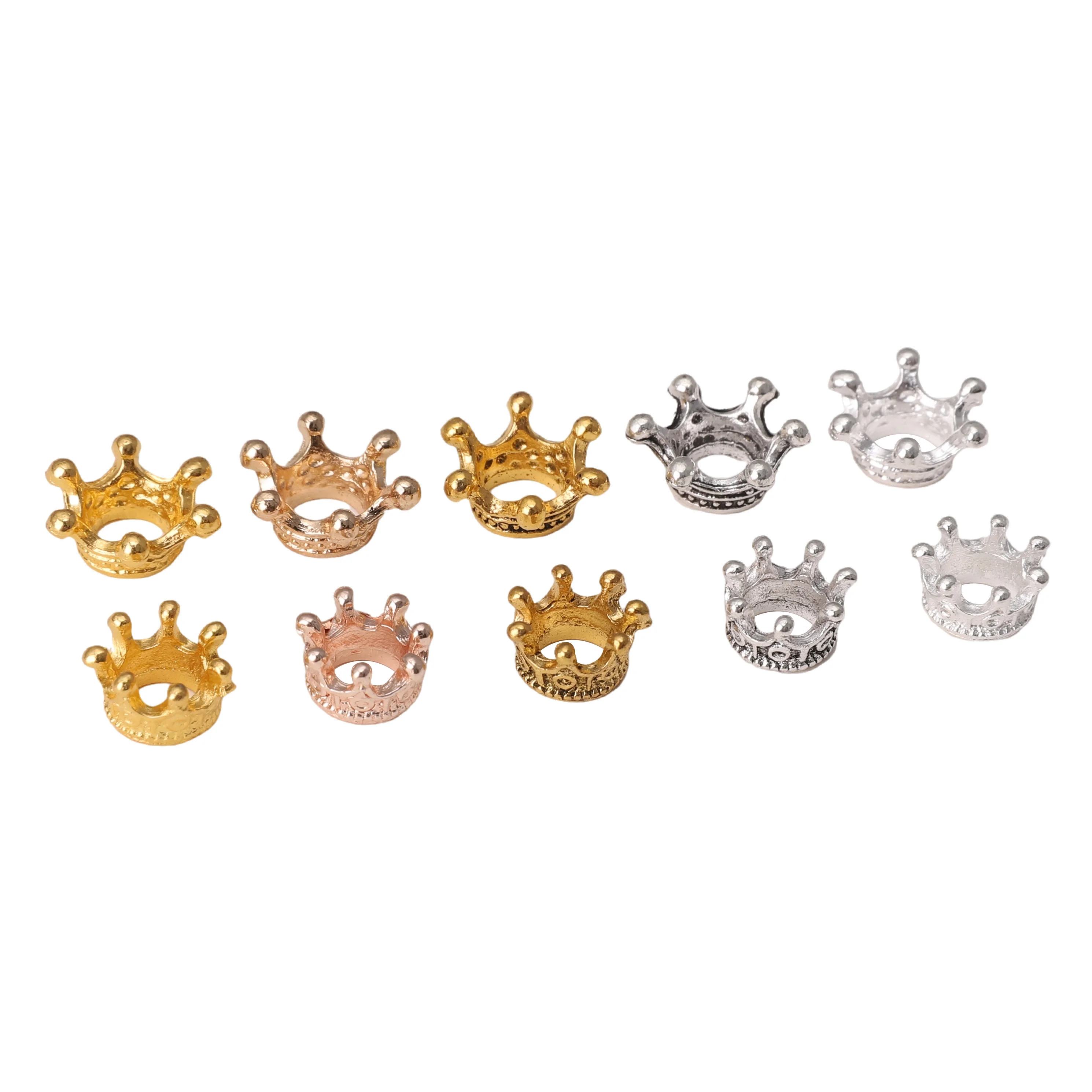 

10pcs Alloy Loose Spacer Beads Gold Silver beading Gifts Crown Beads charm for Jewelry Making DIY Bracelet Handmade Accessories