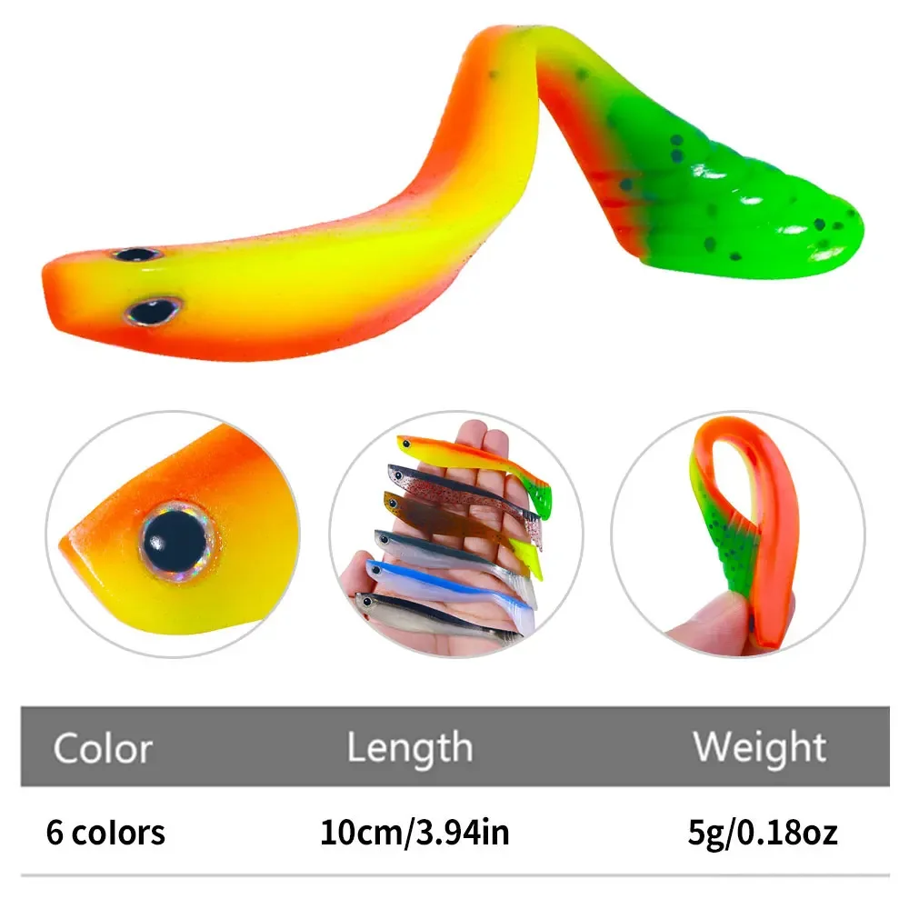 10cm 5.3g 6pcs/bag Wholesale  high quality Soft Worm Shad Pinfish lure Soft plastic Fishing Lure T tail Soft fishing Bait