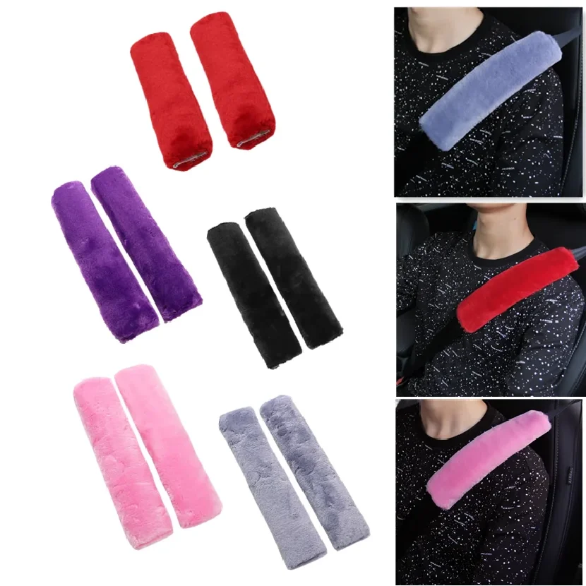 

Car Seat Belt Cover Fluffy Auto Seatbelt Safety Belt Shoulder Pad Protector Adults Kids Car Interior Accessories 2pcs