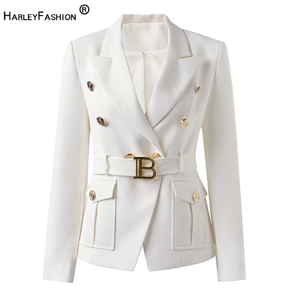 9 Colors Factory Customize Luxury Quality Classic Style Office White Black Women Pocket Blazers with Blet