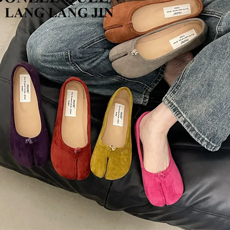 2024 Fashion Tabi Ninja Shoes Woman Flats Ballet Trotters Split Toe Pumps Ladies Round Heeled Loafers Femmes Tacones  Moccasins