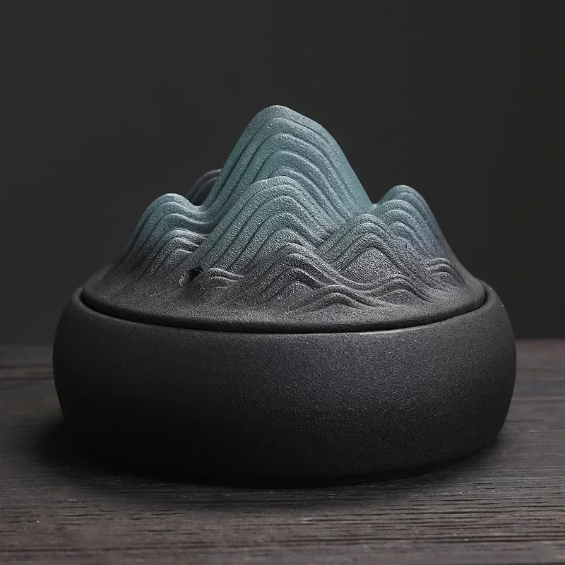 1pc Home Decor Ornaments Mountain Design Fire Prevention Incense Coils Burner Incense Holder Ceramic Censer Zen Tea Pet