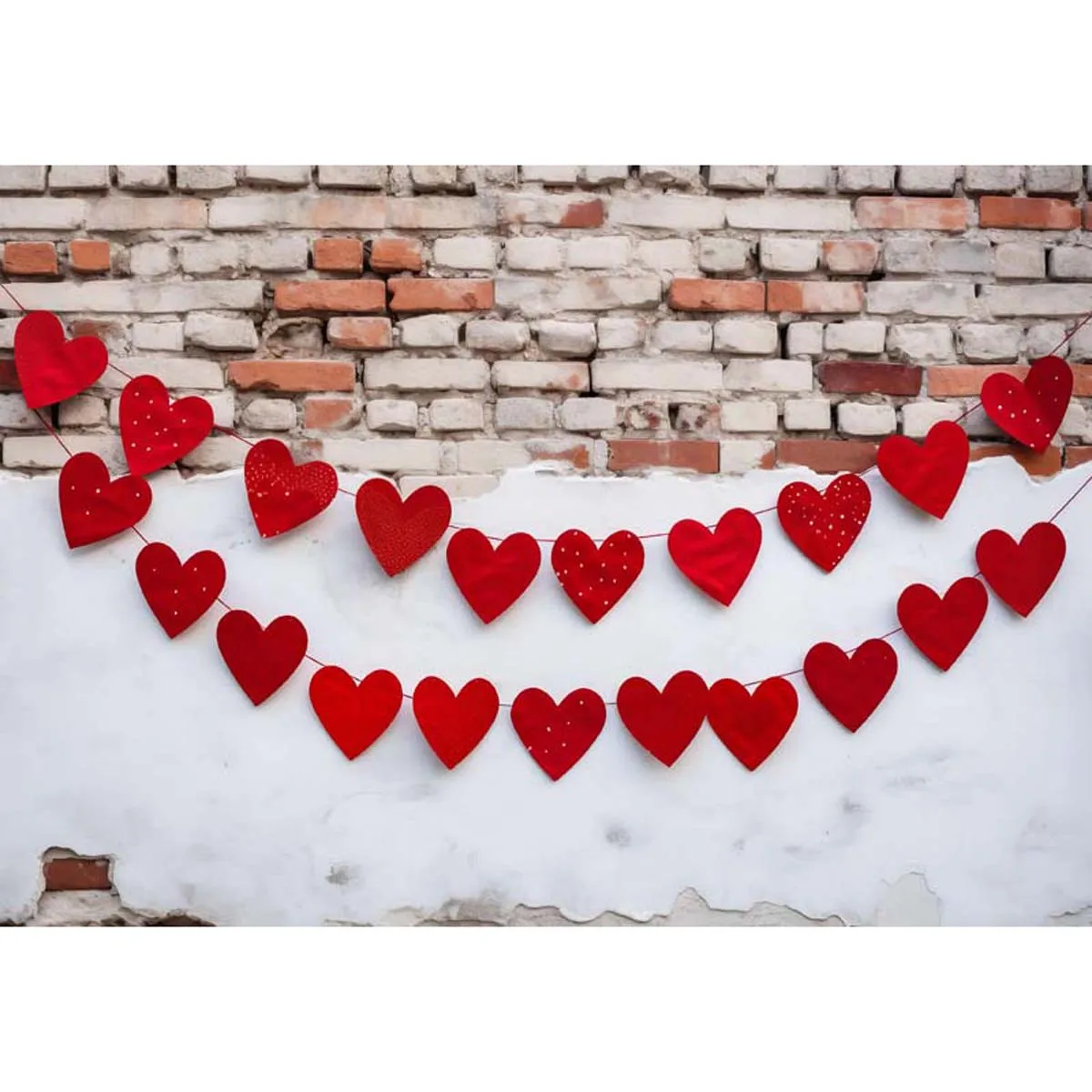 

Allenjoy Valentine's Day Hearts Garland Brick Wall Backdrop