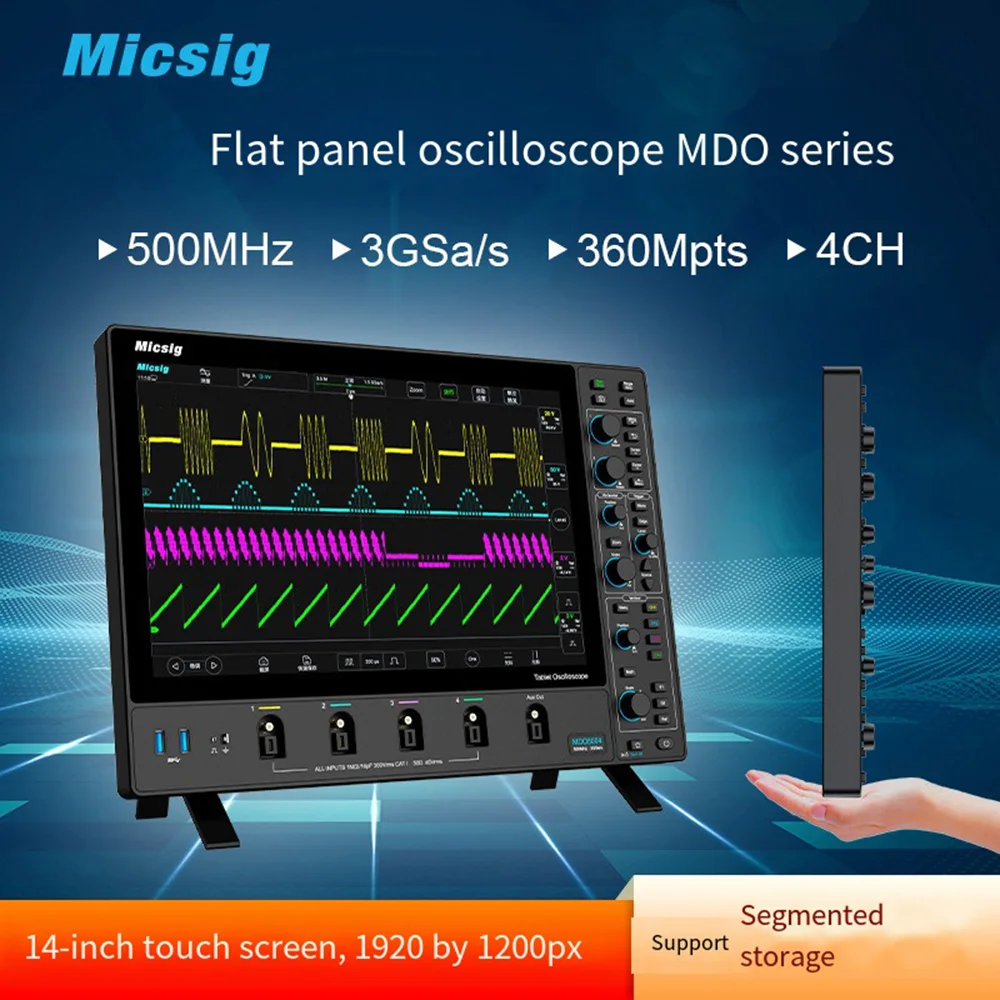 Digital Oscilloscope with 14-inch Screen for Electronics Test, Desktop, MDO5004, 3504, 2504, 4CH,3G sampling Rate