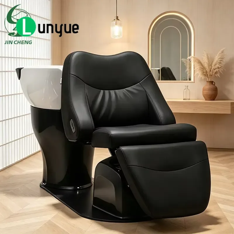 Electric Shampoo Chair with Bowl Foot Control for Hair Furniture Reclining Wash Basin Seat Professional Barber Shop