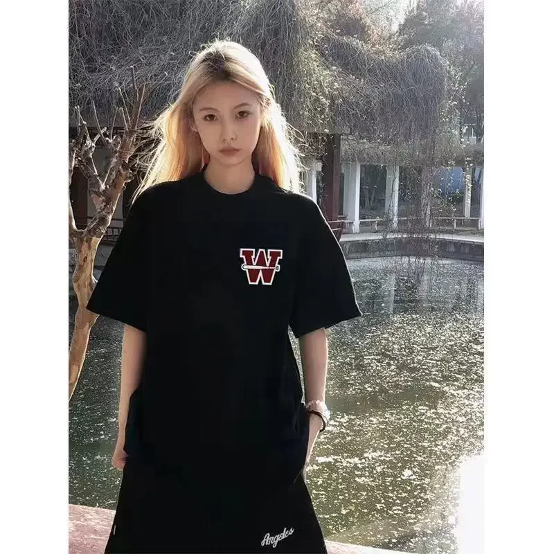 

Футболки с коротким рукавом, женские хлопковые нейтральные футболки большого размера, свободные, удобные, легкие, повседневные, современные, стильные