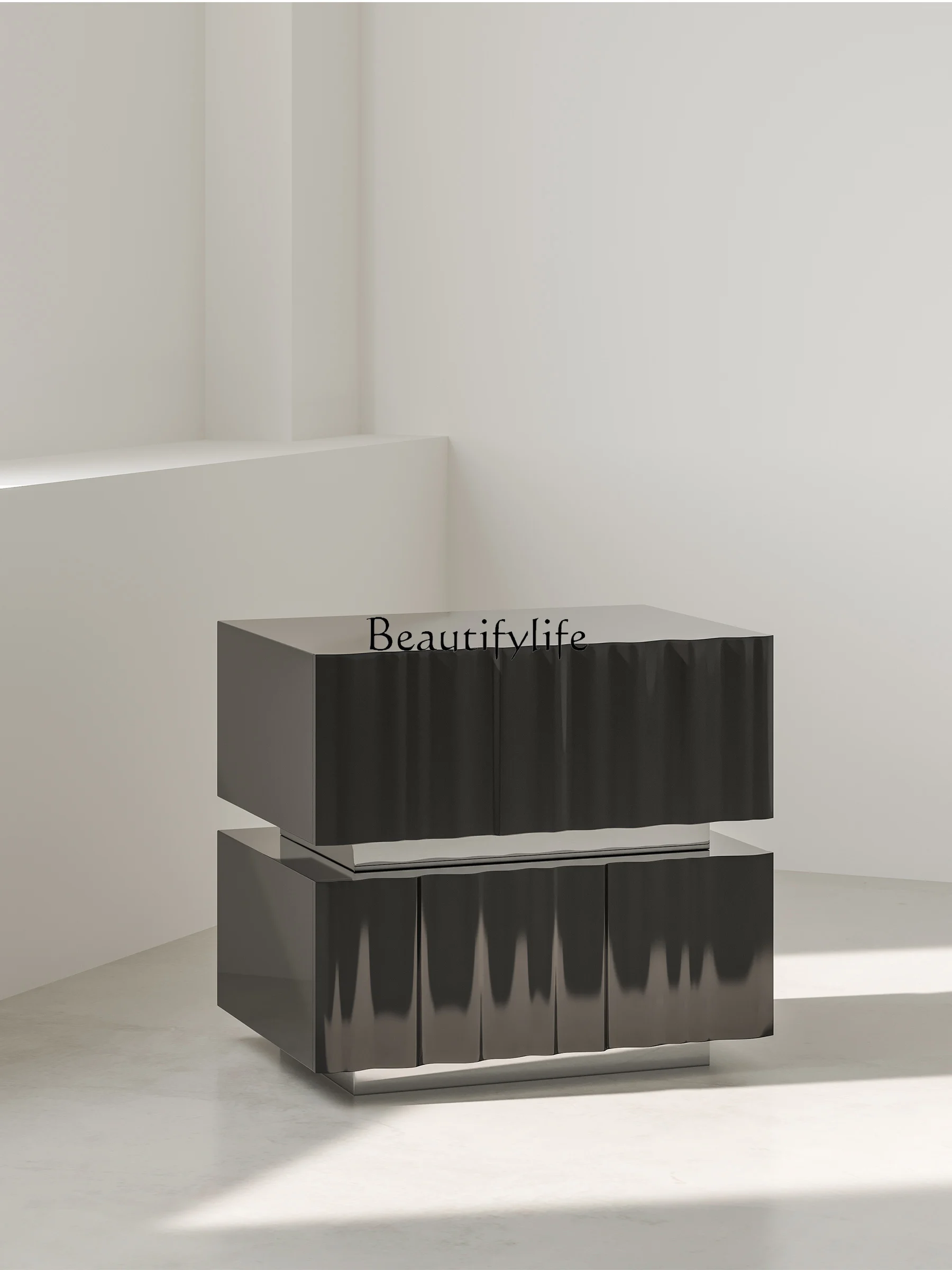

-*Simple wave suspended bedside table double-layer small side cabinet