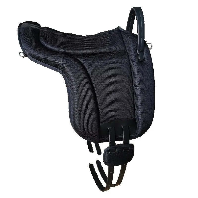 Silla de Montar sin Arzón para Caballo, de Malla Resistente, para Paseos Diarios, Negra, Ligera, Transpirable y Cómoda