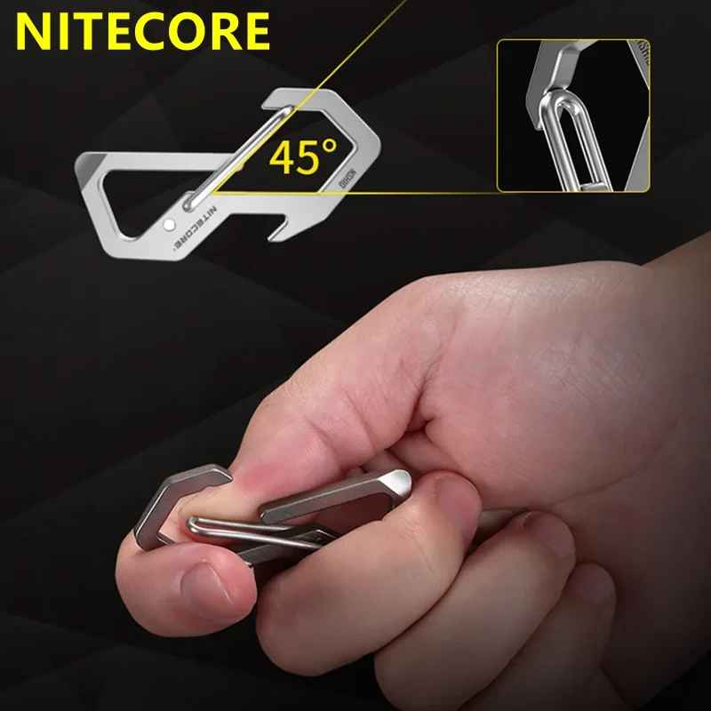 NITECORE NSH10 Multiuse Titanium Snap Hook Anti-corrosion Ultra Lightweight Hanging Tool 45 degress Elastic Spring Gate