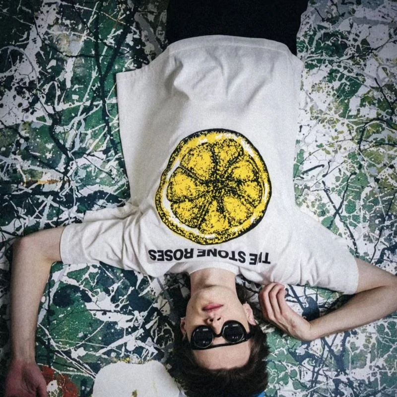 Summer Saint Lemon Print Round Neck T-shirts Classic High Quality Loose Casual Men Women Short Sleeve Tshirt
