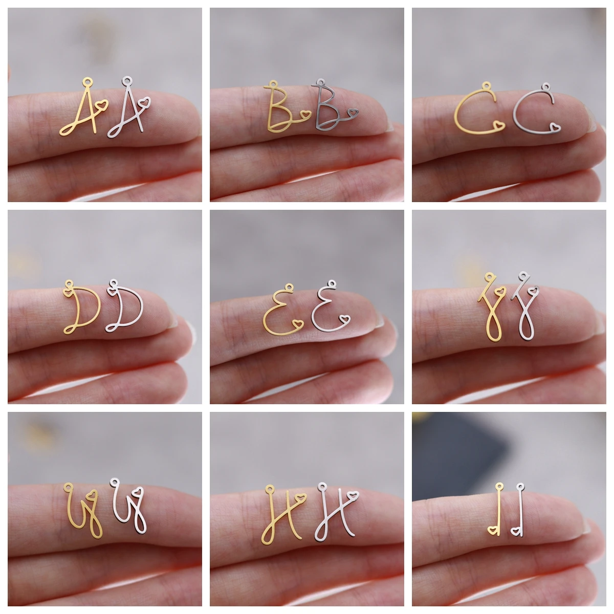 3pcs 26 Letter Alphabet Initial Charm Pendant Accessories Stainless Steel Simple DIY Necklace Bracelet Jewelry Making