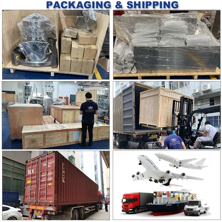 Low Cost Foil Film Automatic Weight Filling Ground Nuts Rice Cake Candy Grains Seeds Snacks Puffed Food Chips Packing Machine