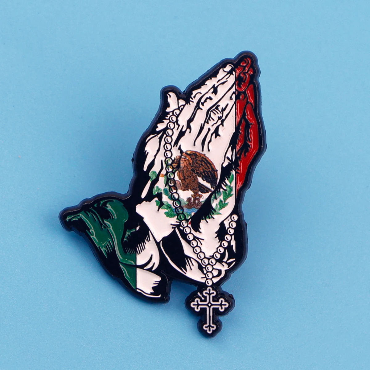 Mexican Flag Enamel Pin Prayer Gesture Brooches for Women Men Lapel Pins Eagle Badges Clothes Accessories Fashion Jewelry Gifts image 2