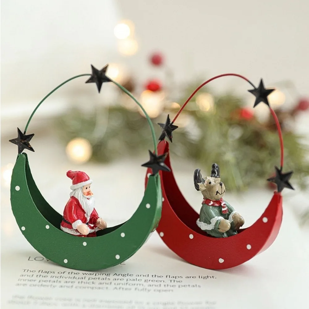 Artistic Moon Boat Hanging Decors Moon Boat Iron Craft Unique Pendant Eye Catching Durable Snowman Christmas Tree Decorations