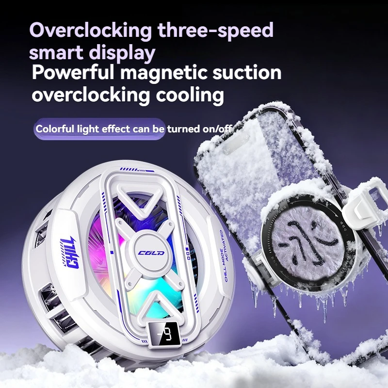 Enfriador Móvil k51 con IA, Clip Magnético Trasero, Radiador de Enfriamiento con Hielo, Pantalla Digital, Luz RGB, Enfriador para Juegos con Control de Temperatura