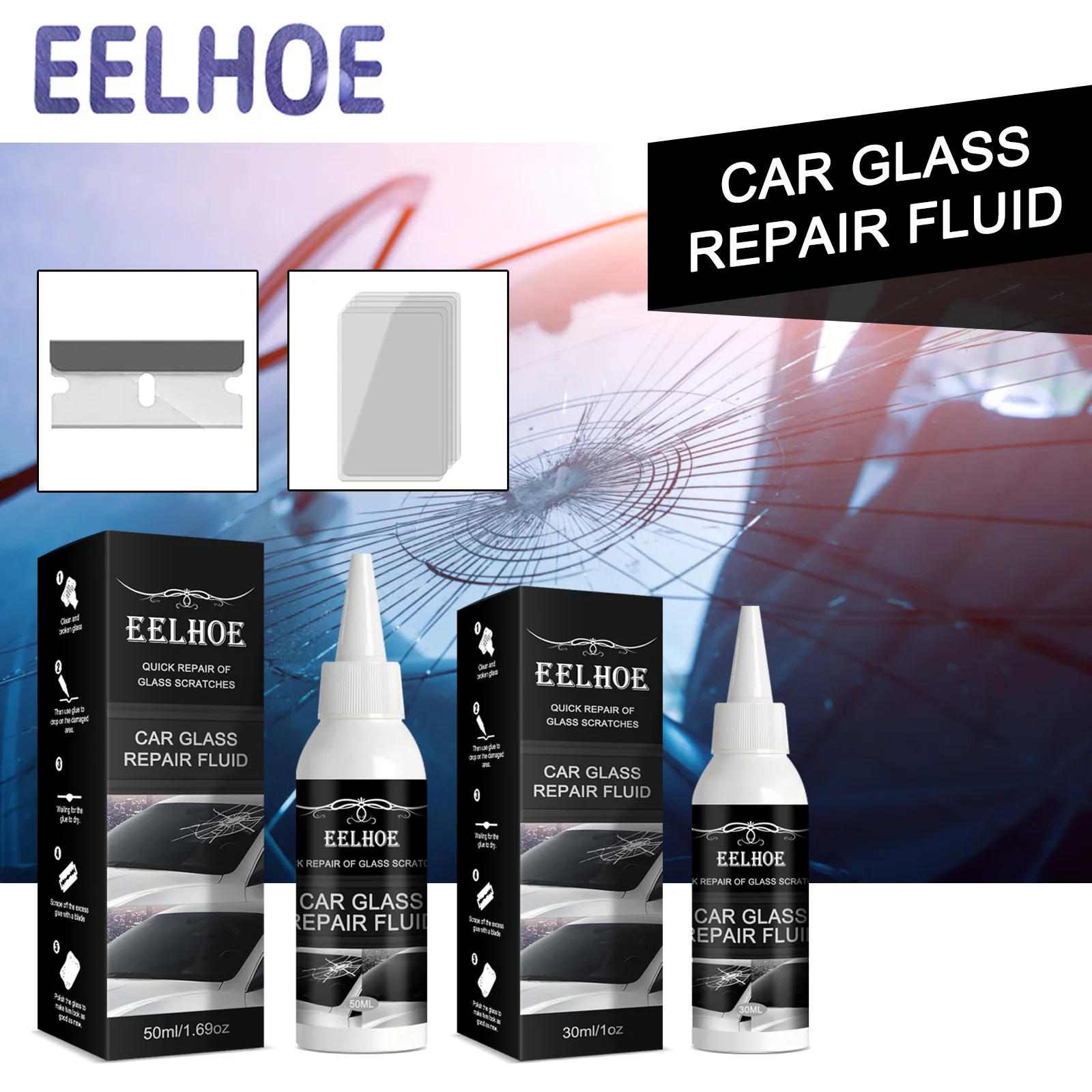 Windshield Repair Kit Crack Repair Fluid Car Window Repair Resin Windscreen Scratch Crack Restore Glass Curing Glue Accessories