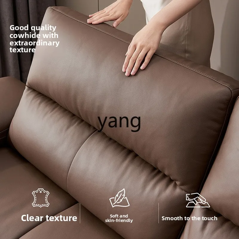 LTT light luxury solid wood frame leather sofa first layer cowhide sofa