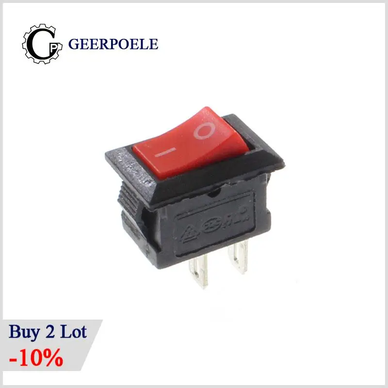 500 pcs/lot KCD1 15*10mm Iron Feet 2p 3A/250V Boat Rocker Switch SPST Snap-in on off Power switch Position Interruptor