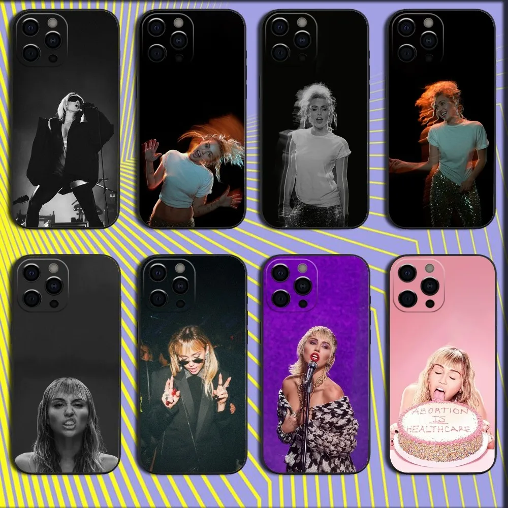 Singer M-Miley Cyrus Phone Case For iPhone 16,15,14,13,12,11,Pro,X,XS,Max,XR,Plus,Mini Soft Black Cover