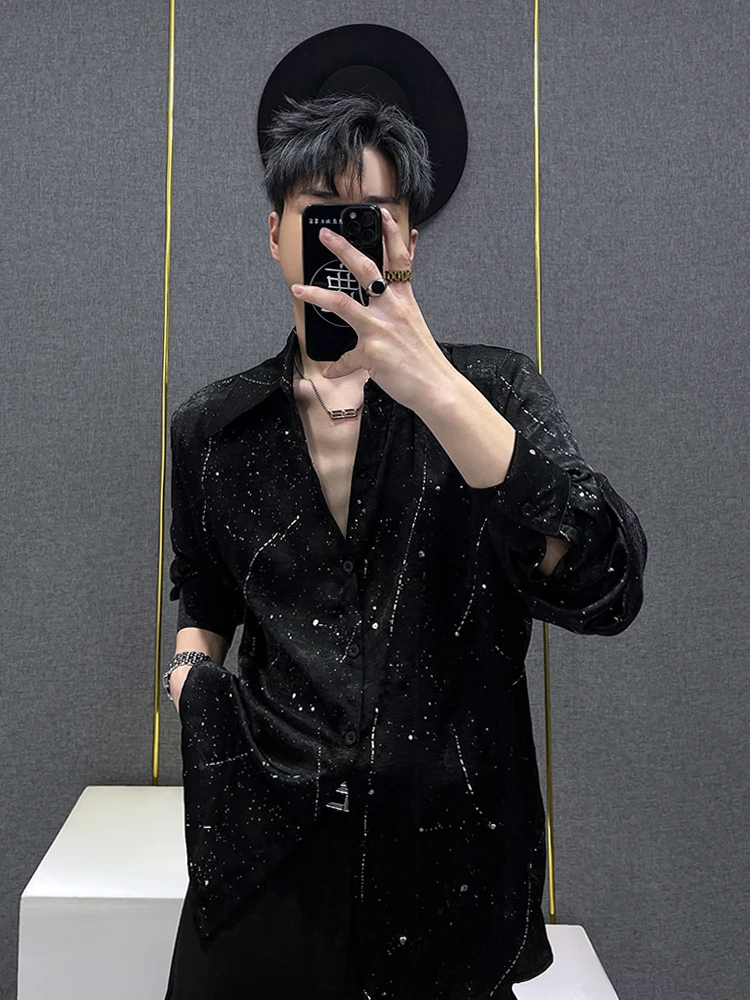 2025 New Fashion Trend Long Sleeve Turn-Down Collar Shirt Loose Casual Korean Style Ins Shirt for Men