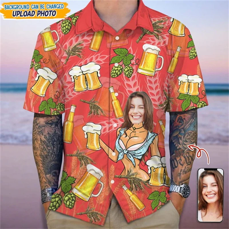 

Hawaii Custom Avatar Design 3D Printed Shirts For Men Women Funny Birthday Gift DIY Photo Blouses Women Couple Top Shirt Animal