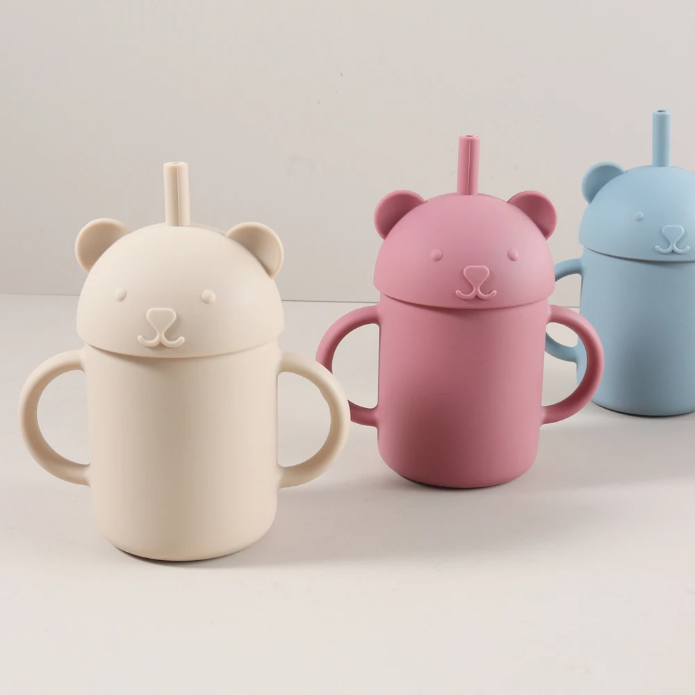 

250ml Food-Grade Silicone stainless steel Baby Cup - Soft Sippy Cup for New Learners Soft Food-Safe Training Cup for Babies
