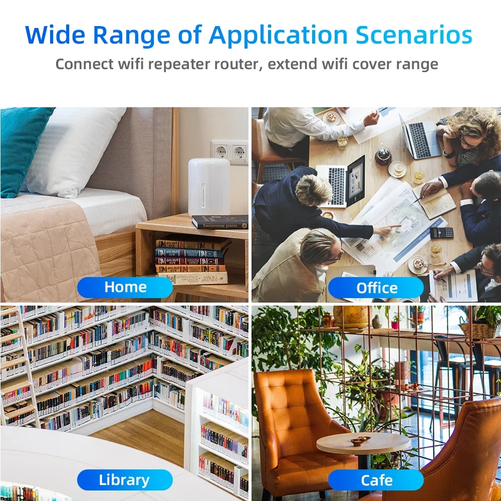 Repetidor WiFi de banda dupla, extensor sem fio, impulsionador WiFi, 5G, 2.4G, amplificador de rede, sinal de longo alcance, roteador doméstico,