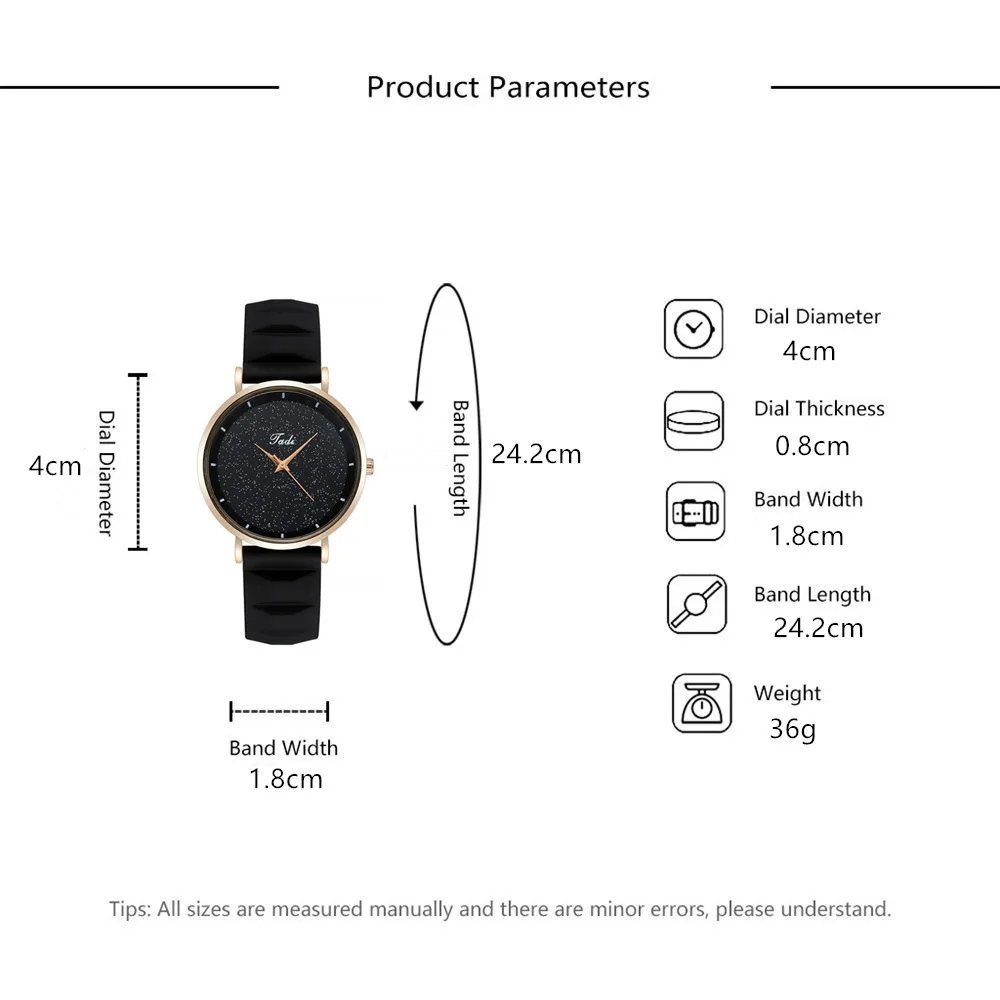 Minimalist Women's Fashion Quartz Watches Black Starry sky Dial Design Ladies Wristwatches Elegant Female Silicone Strap Clock