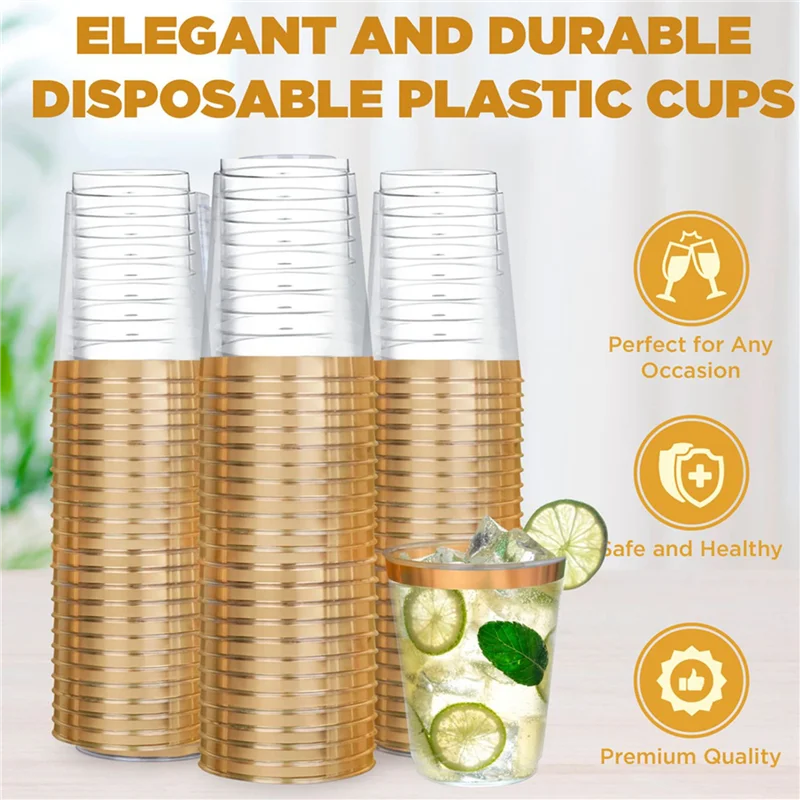 

Y50A-100Pcs Plastic Wine Cups Clear Disposable Wine Glasses,Plastic Wine Glasses,Clear Cocktail Glasses Disposable Cups