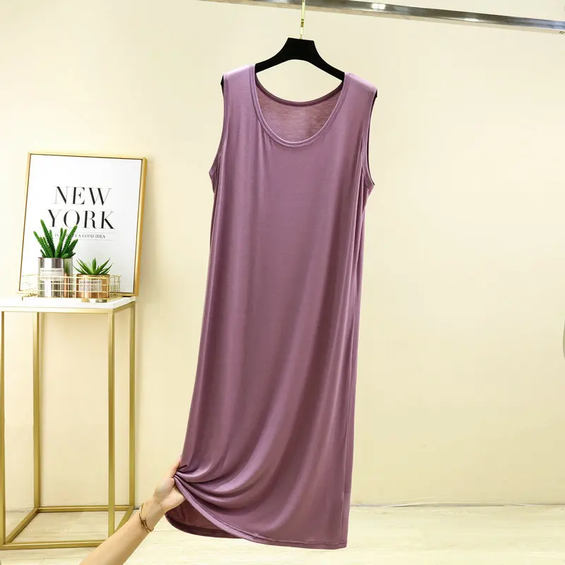 Plus Size Sleepwear Dress For Women Summer Soft Modal Loose Casual Vest Dresses Female Sleeveless Nightwear Home Dress Nightgown