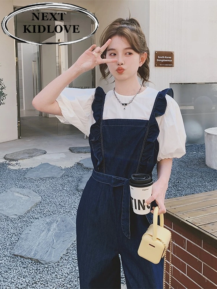 

Синие джинсовые комбинезоны женские с высокой талией, широкими штанинами, повседневные брюки, летняя новинка, эффект похудения, удобная посадка, для поездок на работу