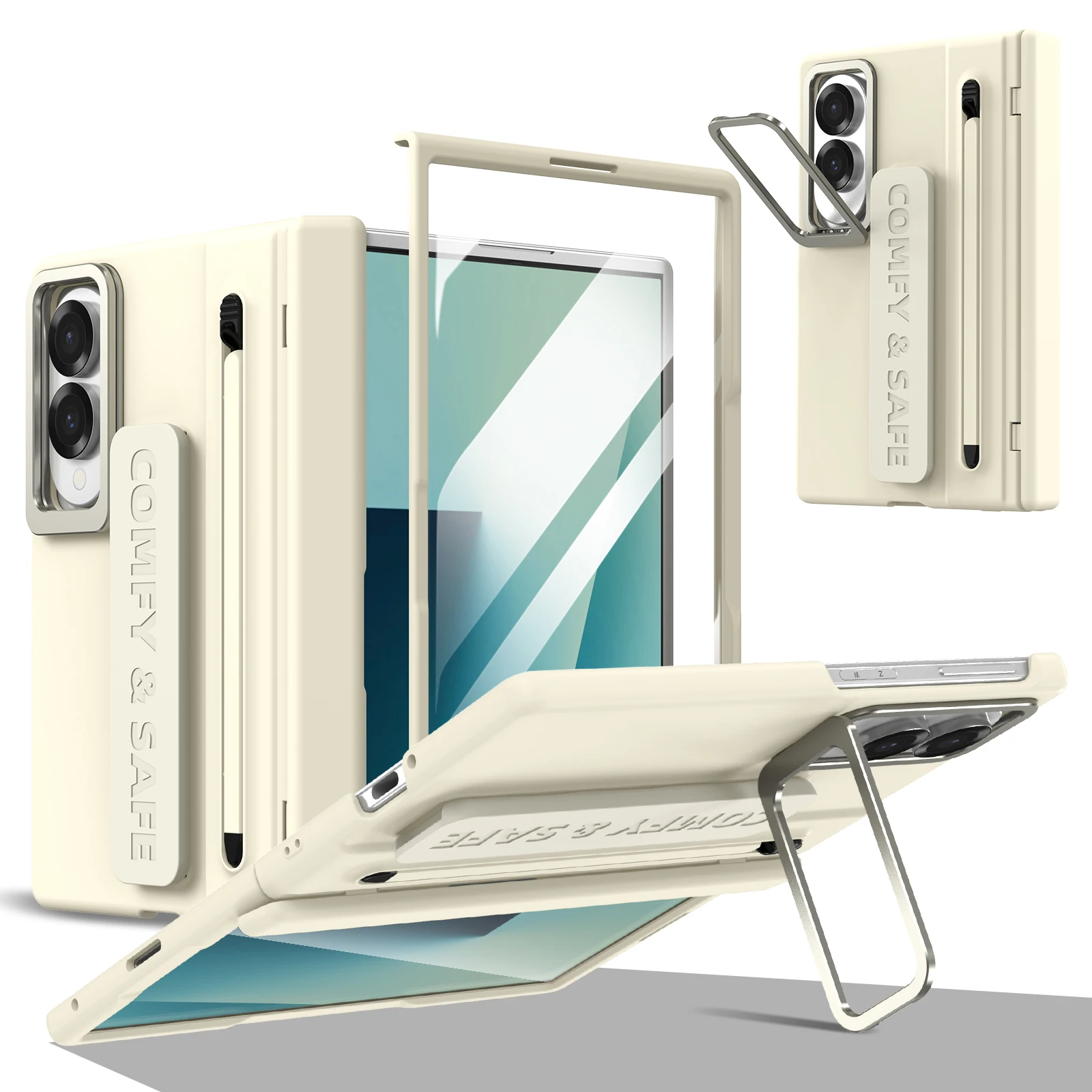 For Samsung Galaxy Z Fold 8 Case Skin-Friendly Wristband Pen Slot With Pen With Tempered Film Shockproof Protection Back Cover