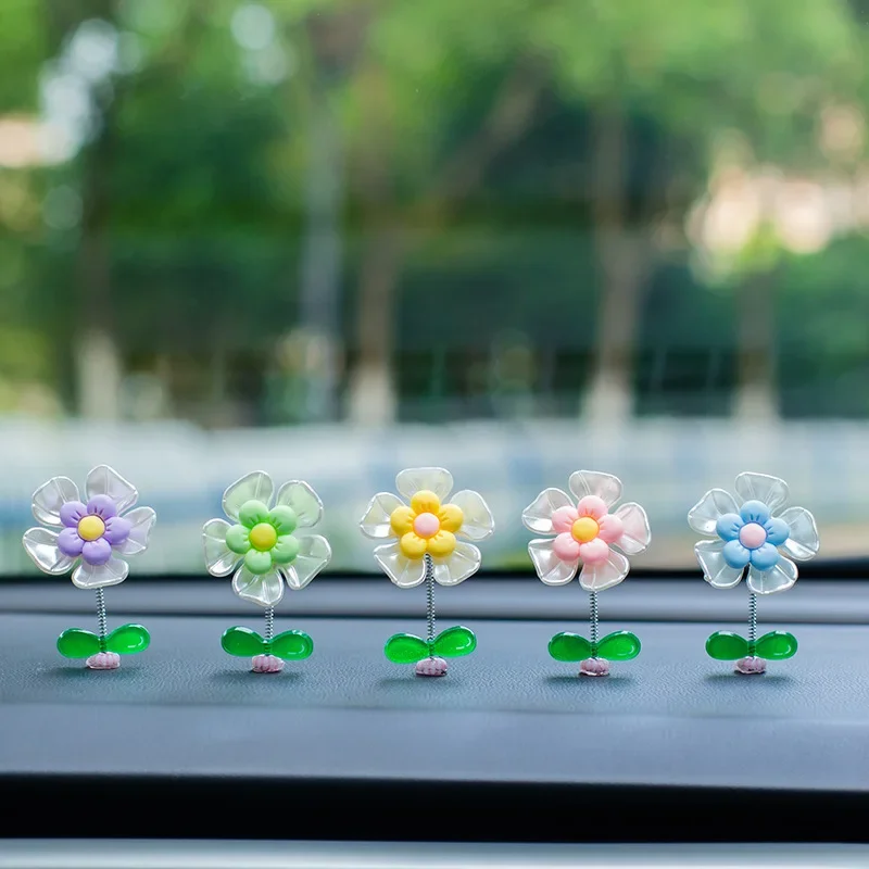 Creative Flower Car Shake Head Decoration Car Center Control Instrument Panel Car Interior Decoration Cartoon