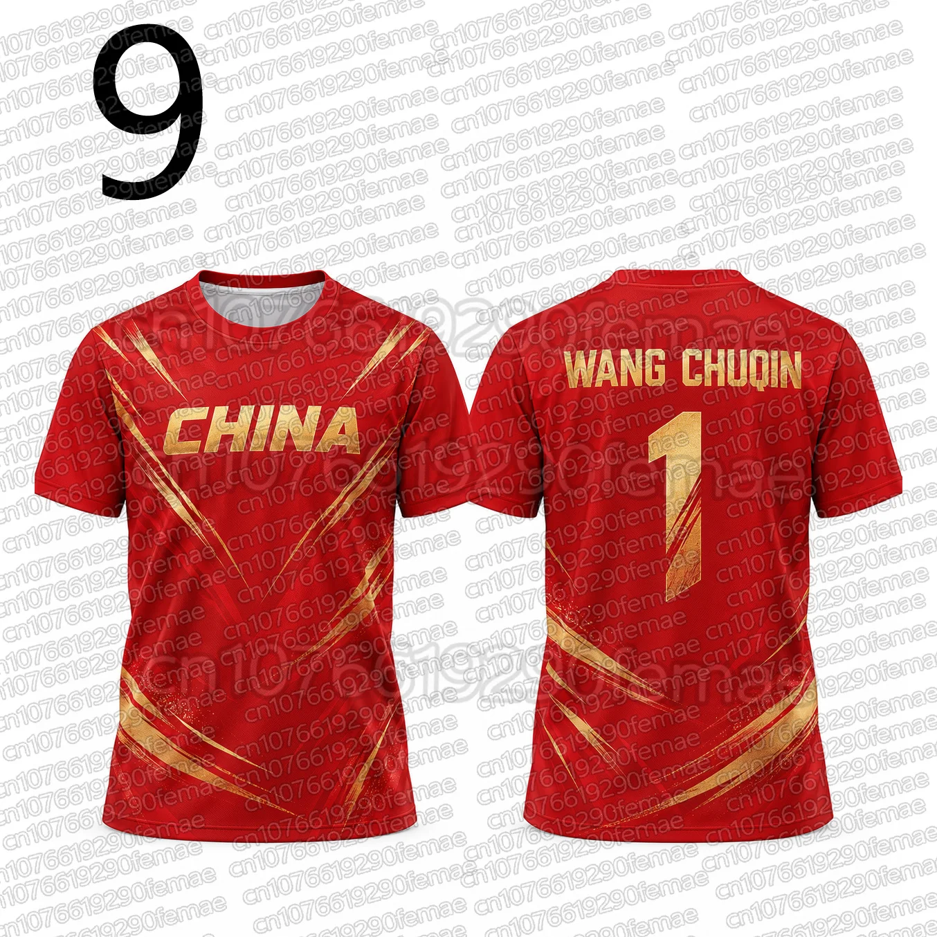 Wang Chuqin No.1 Table Tennis Jersey Men China Red Gold Sports Shirt Short Sleeve Breathable Quick Dry Team Training Uniform