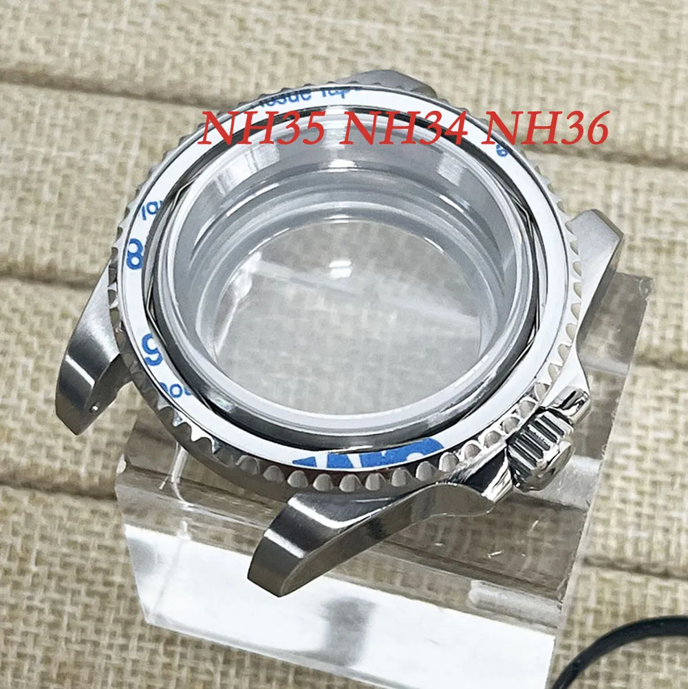 NH35 case unidirectional rotating diving stainless steel case, suitable for men's, NH36, NH34 movement watch replacement