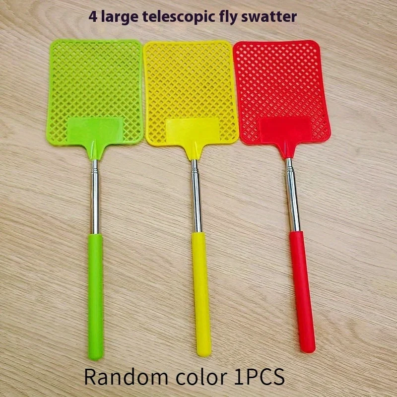 Telescopic Fly Swatter Stainless Steel Metal Steel Fly Mosquito Swatter with Plastic Square Head and Long Handle view 5