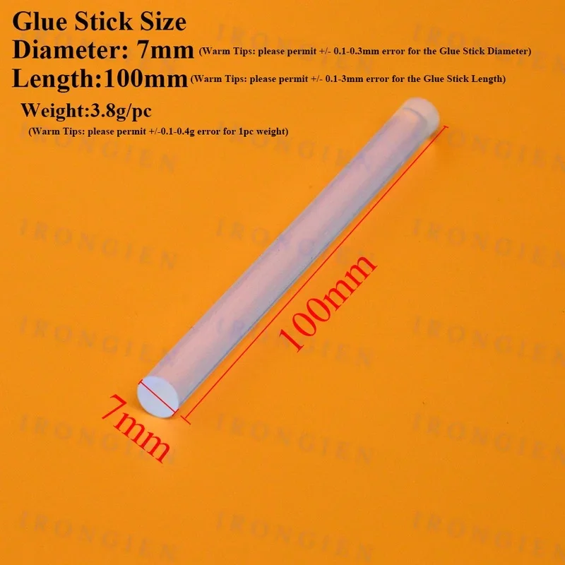 Irongien 20pcs/Set Hot Melt Glue Sticks Dia 7mm*Length100mm Mini Glue Gun Stick For DIY Art Craft Home Decoration General Repair