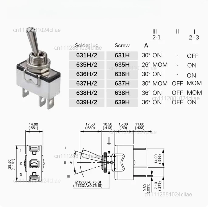 1PCS   CQC-639H/2 Apem- Switches - Toggle Switches