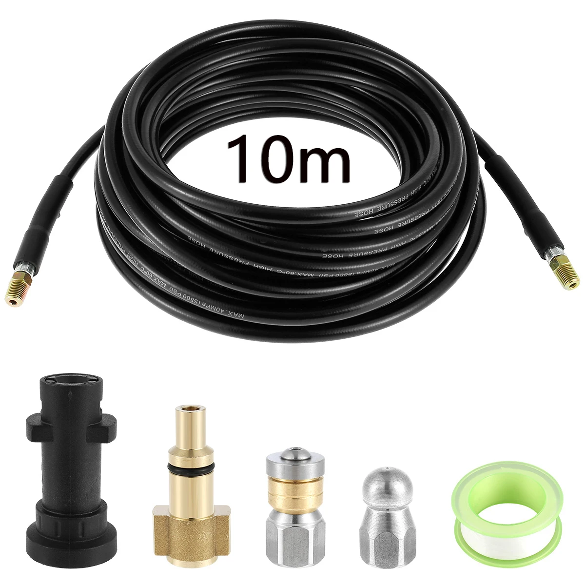 

10m Sewer Jetter Pressure Washer Drain Pipe Cleaning Hose Cleaner Pipes Gutters Cleaning Tool with Jet Nozzle for Karcher K2-K7