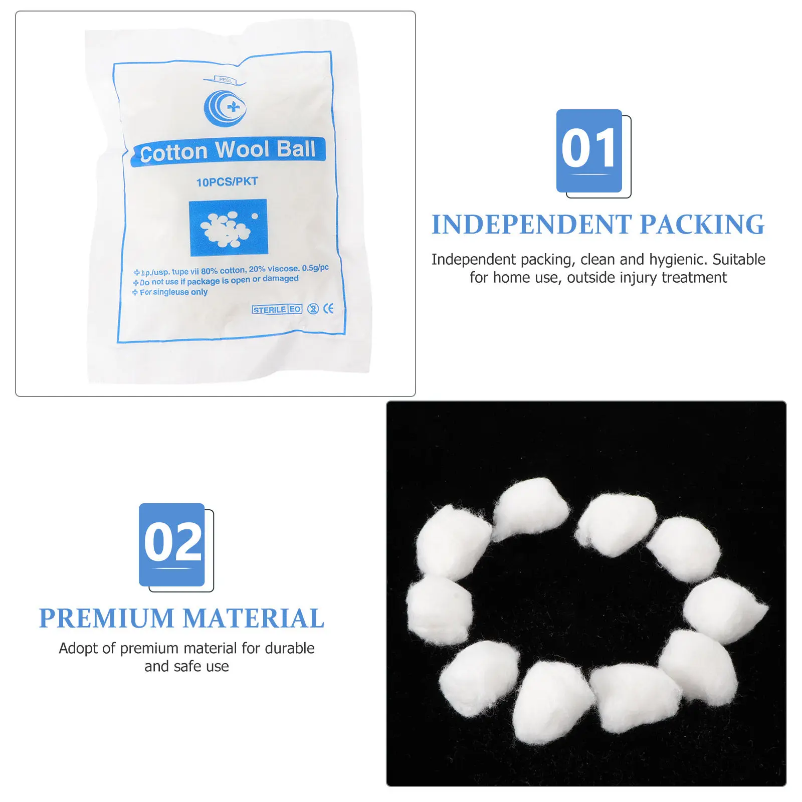 

12 Bags Soft Pure Cotton Balls Non Medical Use for Makeup Removal First Aid Essentials Cotton Balls