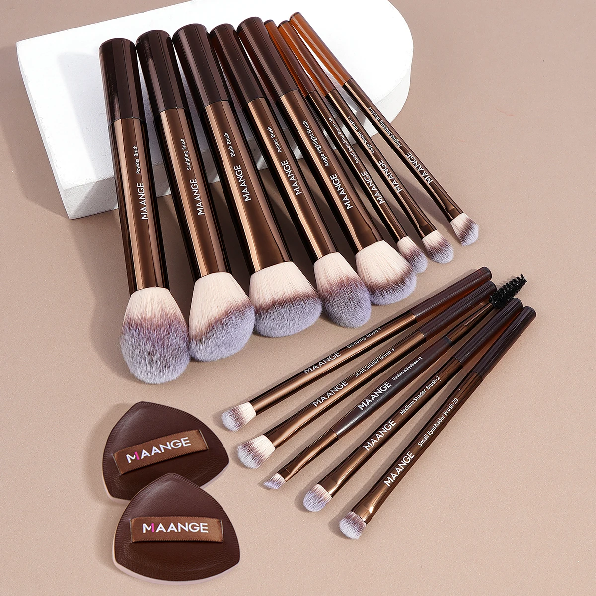 MAANGE 13-teiliges Make-up-Pinsel-Set, weich, flauschig, kosmetisches Puder, Lidschatten, Kabuki-Misch-Make-up-Pinsel mit 2 Luftpolsterquasten