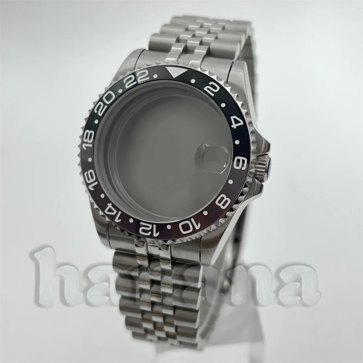 Caixa resistente à água para mergulhador, 38/40mm, preto e cinza, moldura gmt, vidro de safira, adequado para movimento nh34 nh35 nh36 eta2824 pt5000