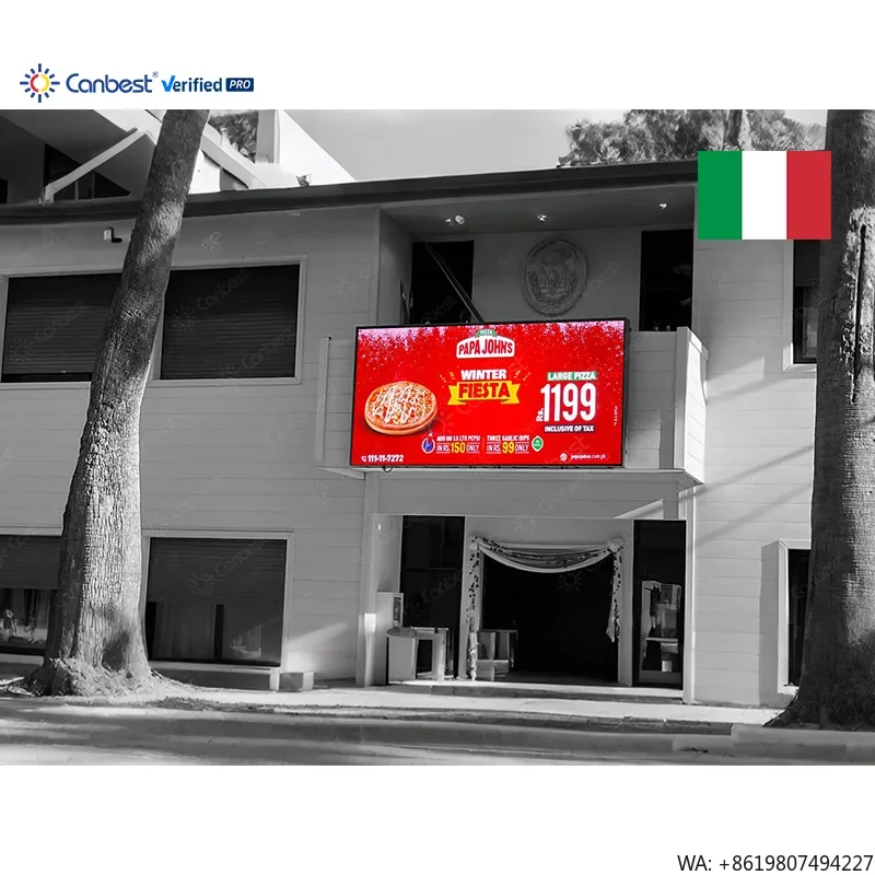 P4 2880X1440mm 9.44X4.72ft IP66 Waterproof Outdoor LED Display Screen Restaurant Entrance LED Billboard for Italy Commercial Sto