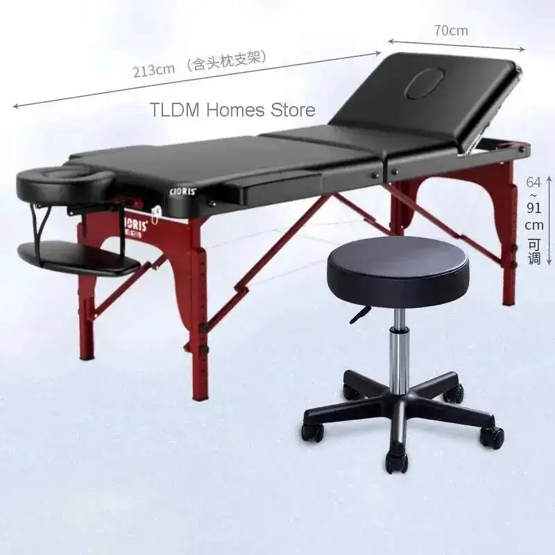 Massage Lettino Cervical Fold Spine Massaggi Eyelashes Table Massage Portable Bed Per Household Salon Multi-functional Furniture